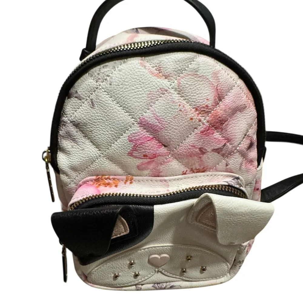 Betsey Johnson Floral Dog Face Mini Backpack/ Purse in Light Pink - Picture 6 of 10